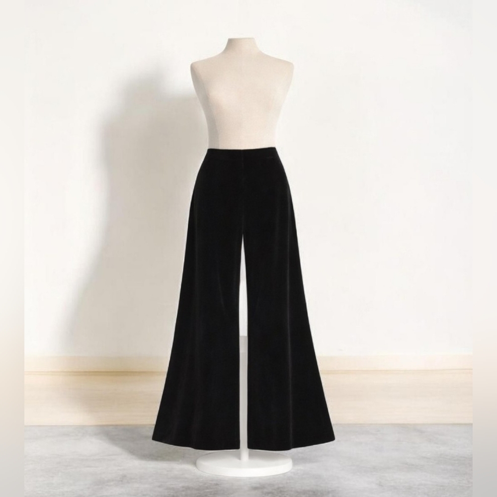 St. John Evening Black Velvet Wide-Leg Pants | NWT | Size 10